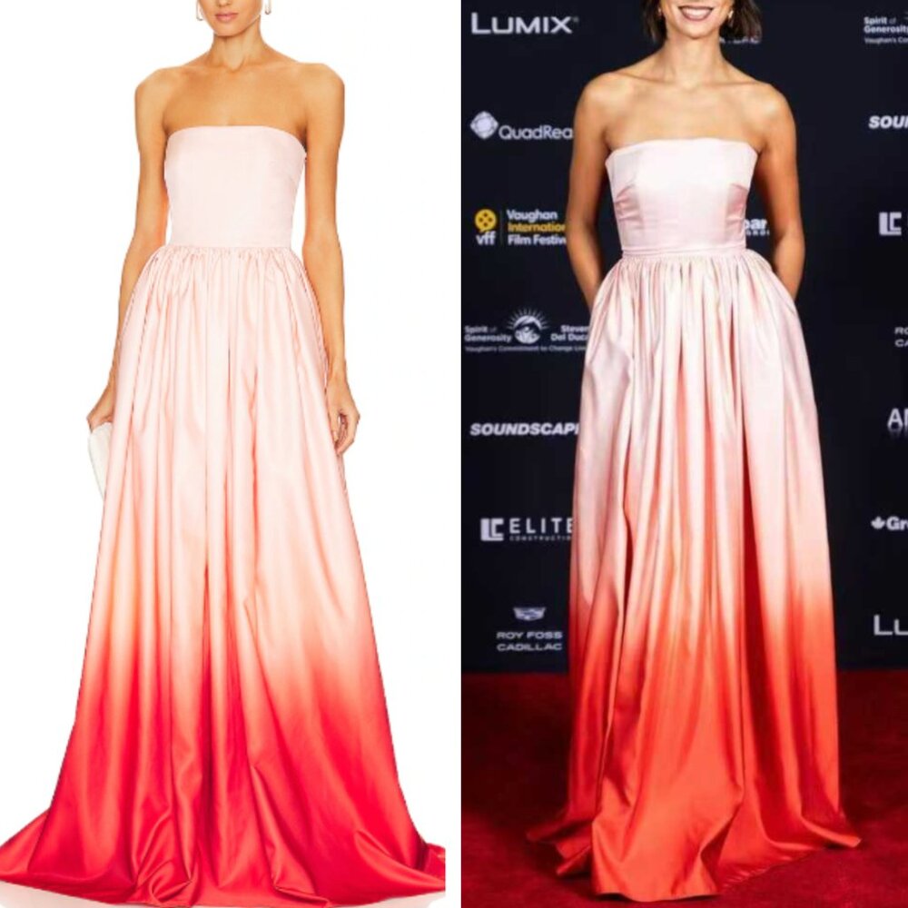 SAU LEE Revolve Teigen Gown Maxi Dress Sz00 Blush Red Ombre Event Party Cocktail - Picture 4 of 16